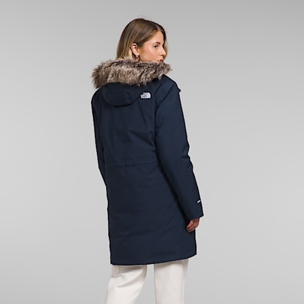 The North Face Women's Navy Arctic Parka with Faux Fur Removable Hood